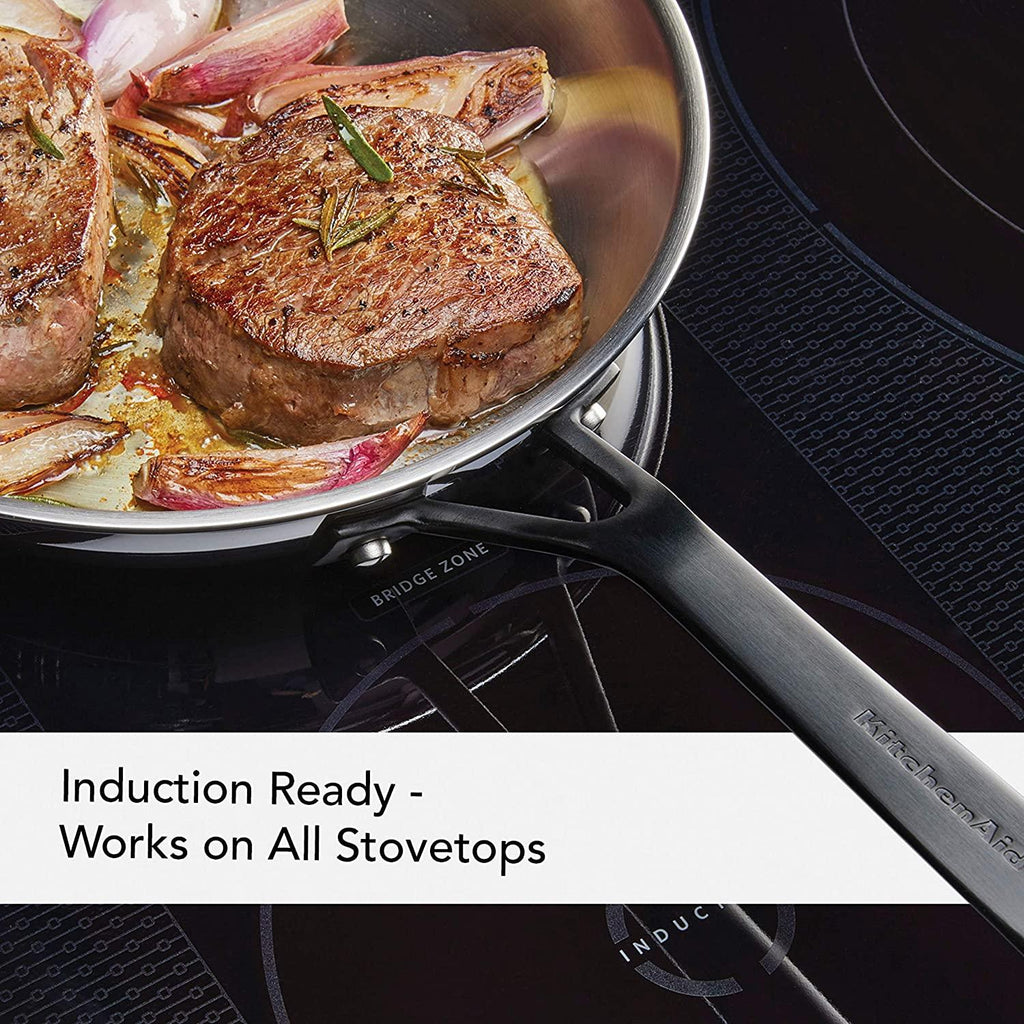 KitchenAid 5-Ply Clad Polished Stainless Steel Frying Pan Set/Skillets, 8.25 Inch and 10 Inch