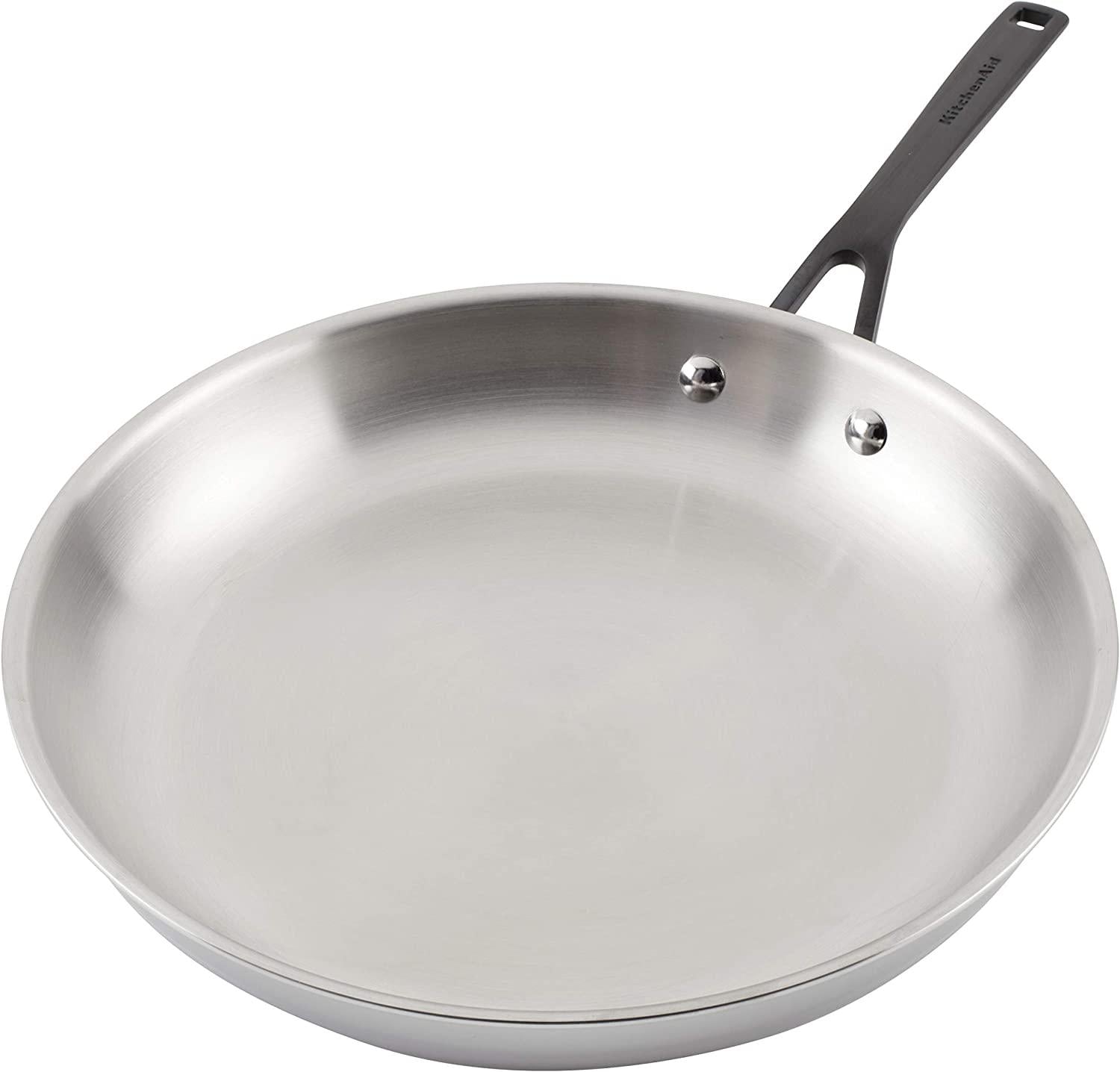 KitchenAid 5-Ply Clad Polished Stainless Steel Fry Pan/Skillet, 12.25 Inch
