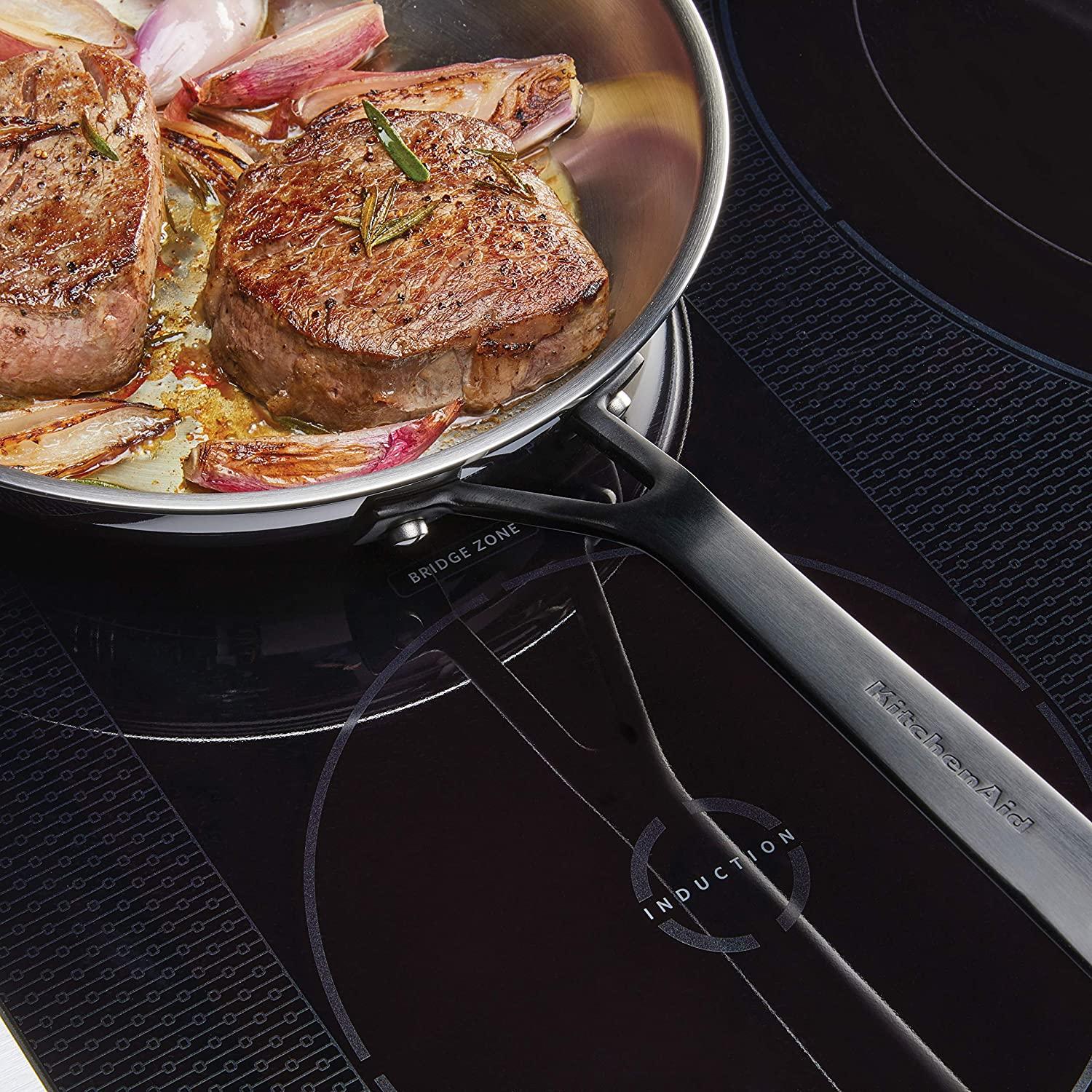 KitchenAid 5-Ply Clad Polished Stainless Steel Frying Pan Set/Skillets, 8.25 Inch and 10 Inch