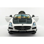 2023 LICENSED MERCEDES SLS AMG FINAL EDITION,12V ELECTRIC KIDS RIDE-ON CAR,GIRLS&amp;BOYS,3-6 YEARS,MP3+MP4 COLOR LCD ENTERTAINMENT SYSTEM,RUBBER TIRES,LEATHER SEAT,LED BODY TRIM,PARENTAL REMOTE|WHITE