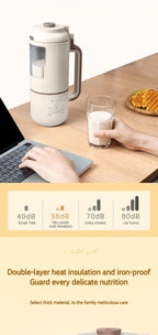 1000ml Portable Mini Soy Milk Maker with Filtering and Self-Cleaning - Perfect for 1-4 Person Households - Enjoy Fresh Soy Milk and Juices Anytime