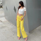 casual high waist summer denim pants