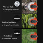 FACC String Trimmer 36V, Electric Brush Cutter Grass Trimmer, Battery Powered Weed Eater with Battery and Charger, with 9 Blades and A Pair of Cut- Resistant Gloves, for Lawn Trimming Gardening