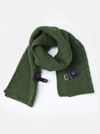 mens solid color round neck casual basic cable knit sweater with scarf