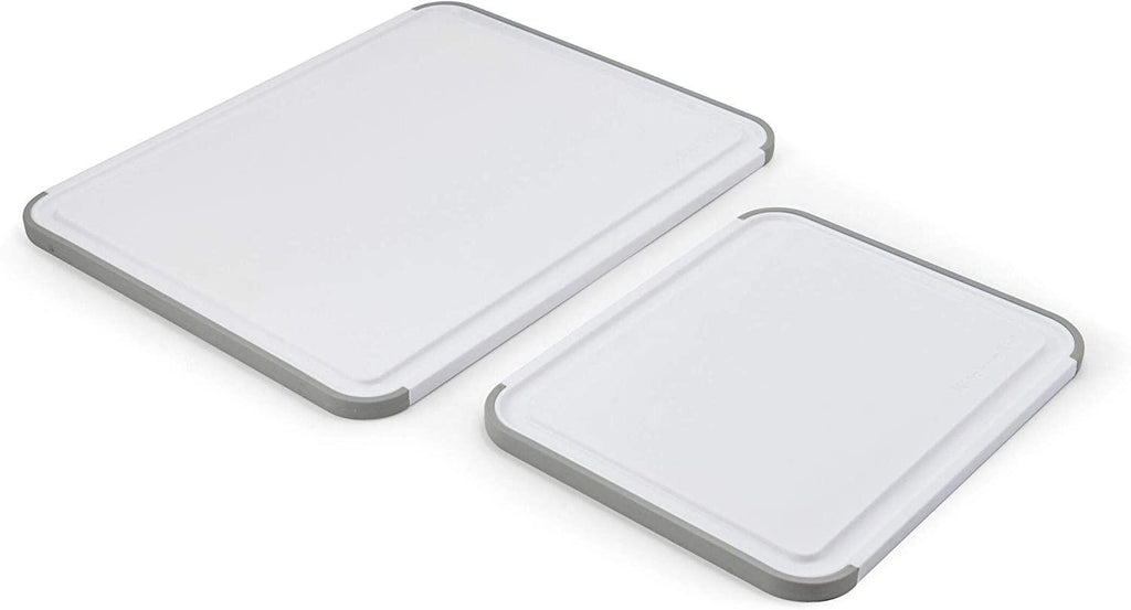 KitchenAid Classic Nonslip 2 Piece Plastic Cutting Board, Set of 2, White