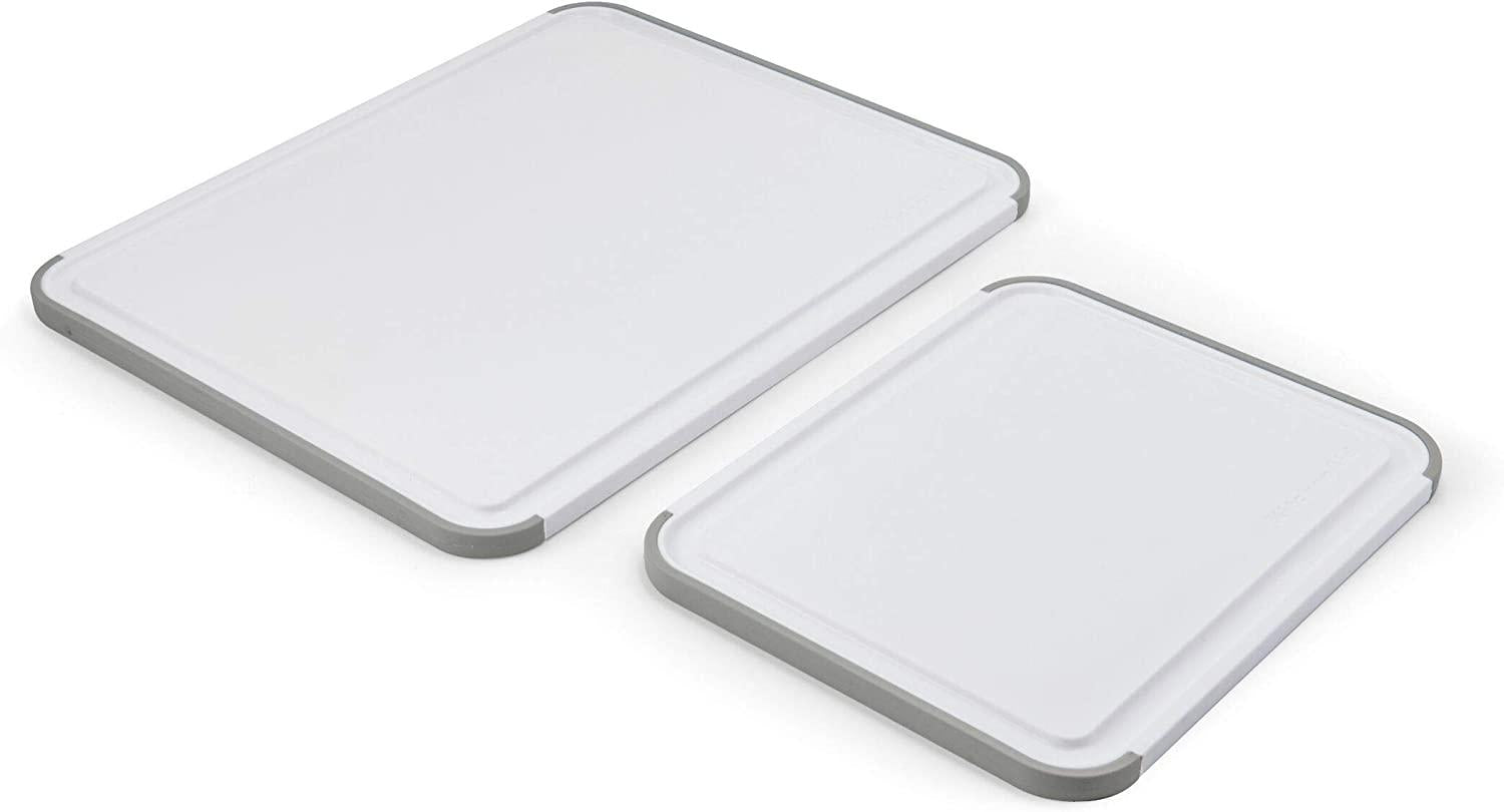 KitchenAid Classic Nonslip 2 Piece Plastic Cutting Board, Set of 2, White