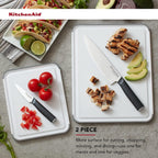 KitchenAid Classic Nonslip 2 Piece Plastic Cutting Board, Set of 2, White