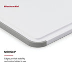 KitchenAid Classic Nonslip 2 Piece Plastic Cutting Board, Set of 2, White