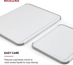KitchenAid Classic Nonslip 2 Piece Plastic Cutting Board, Set of 2, White