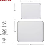 KitchenAid Classic Nonslip 2 Piece Plastic Cutting Board, Set of 2, White