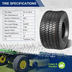 MaxAuto 2 Pcs 20x10-8 Lawn Mower Cart Turf Tires P332 4PR Load Range B