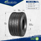 MaxAuto 2 Pcs 20x10-8 Lawn Mower Cart Turf Tires P332 4PR Load Range B