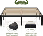 ZIORS 3500Lbs Heavy Duty,14 Inch Steel & Wooden Slat Support Reinforced Platform