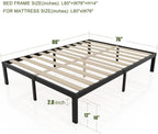 ZIORS 3500Lbs Heavy Duty,14 Inch Steel & Wooden Slat Support Reinforced Platform