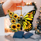 1pc Butterfly Cross Car Ornament, Christmas Tree Decoration Hanging Ornament Keychain Accessories Car Interior Accessories Couple Gifts
