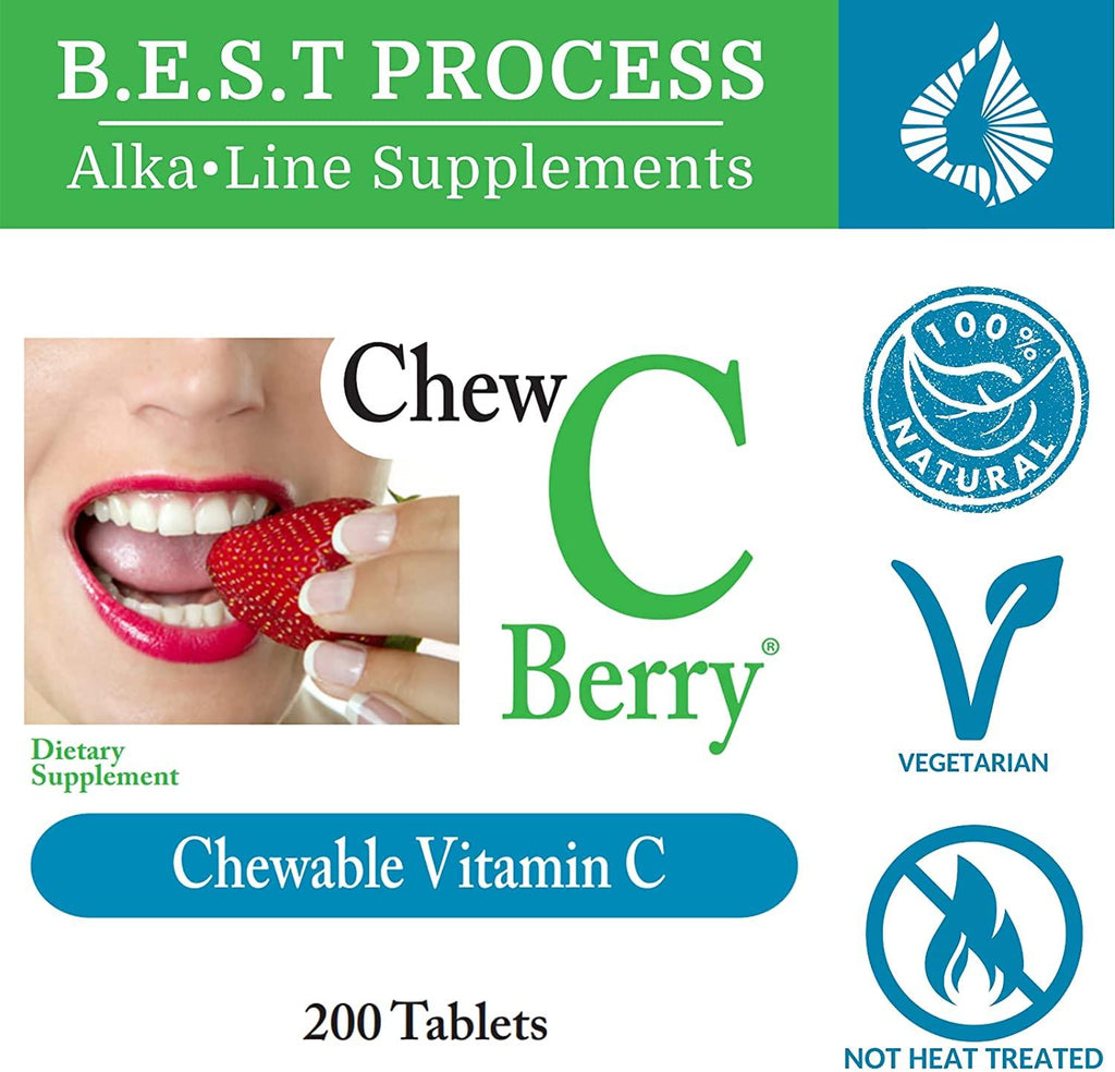 Chew C Berry (12 Pack) Morter HealthSystem Best Process Alkaline — Natural Great Tasting Chewable Vitamin C Tablets — Rose Hips, Rutin & Ascorbic Acid with Antioxidants & Bioflavonoids