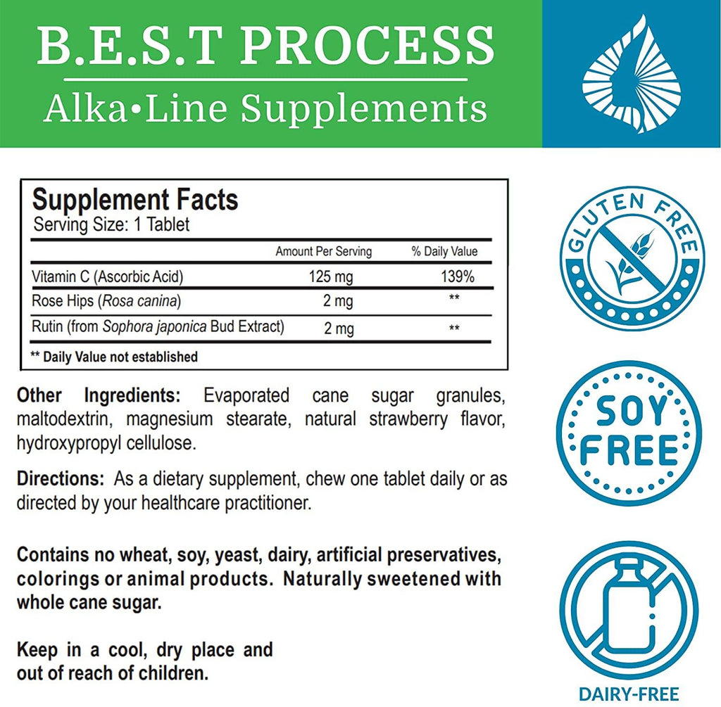 Chew C Berry (12 Pack) Morter HealthSystem Best Process Alkaline — Natural Great Tasting Chewable Vitamin C Tablets — Rose Hips, Rutin & Ascorbic Acid with Antioxidants & Bioflavonoids