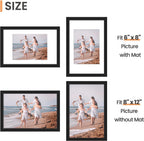upsimples 8x12 Picture Frame Set of 5,Display Pictures 6x8 with Mat or 8x12 Without Mat,Wall Gallery Photo Frames,Black