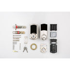 Premis Touchscreen Smart Lock Single Cylinder Satin Nickel Electronic with Avalon Handleset and Tustin Door Lever
