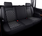 Aierxuan Rear Back Seat Covers for Chevy Silverado GMC Sierra Pickup Custom Fit 2007-2024 1500 2500HD 3500HD Crew Double Extended Cab Waterproof Leather Split Bench 40/60 (Rear Seat/White)