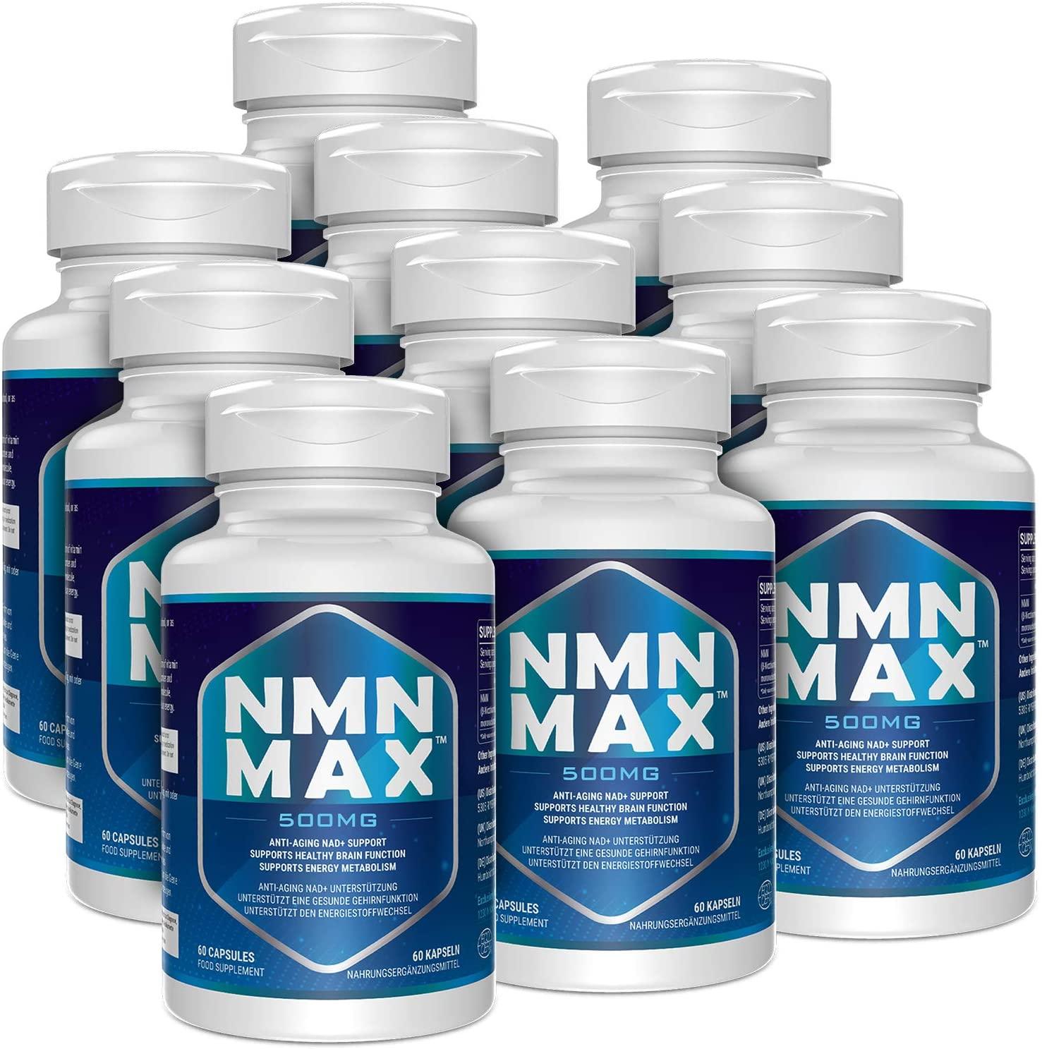 NMN Capsules with Maximum Strength- 500mg Capsule - High Absorption Nicotinamide Mononucleotide Supplement- Supports Brain Function & Anti Aging (600 Count(Pack of 10))