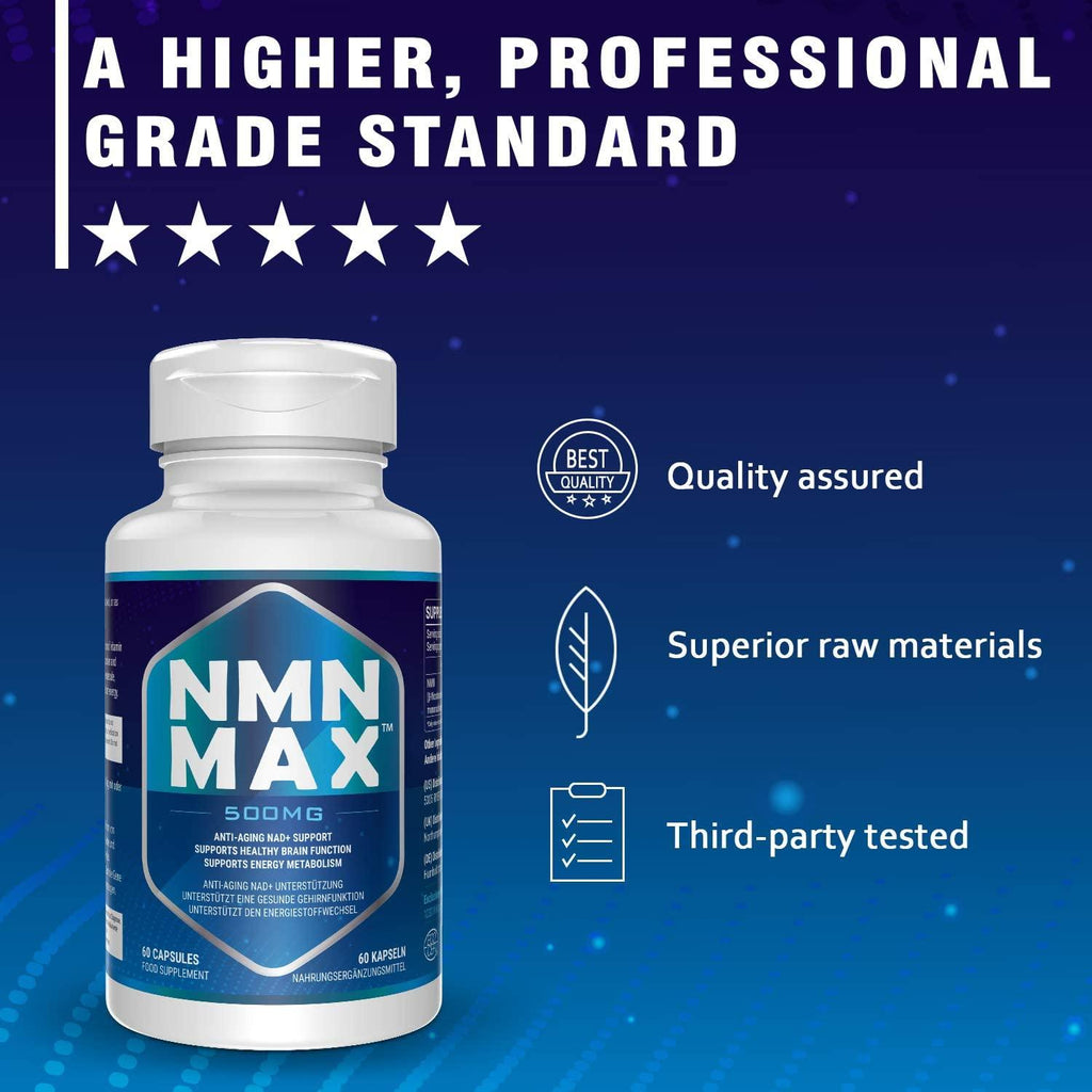 NMN Capsules with Maximum Strength- 500mg Capsule - High Absorption Nicotinamide Mononucleotide Supplement- Supports Brain Function & Anti Aging (600 Count(Pack of 10))