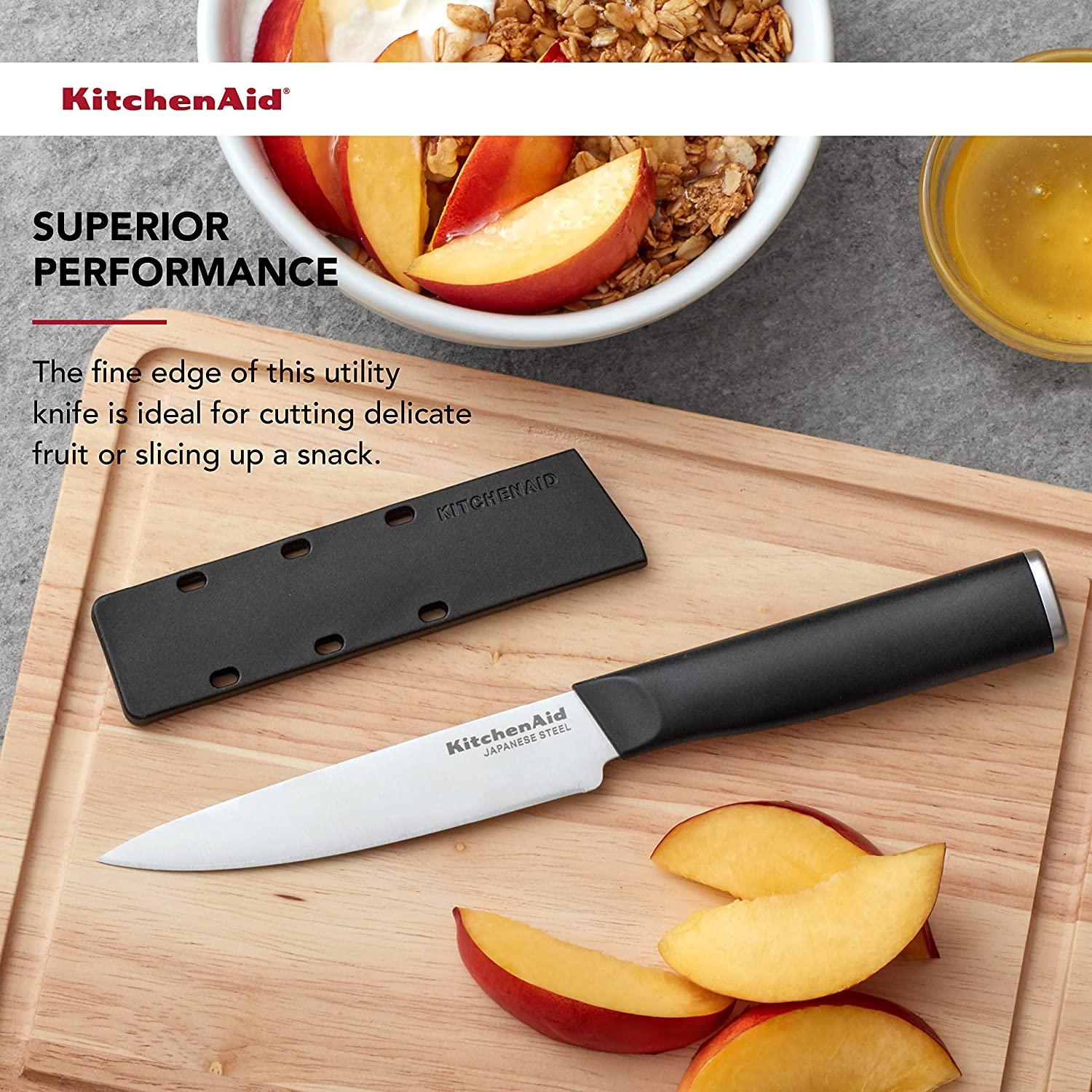 KitchenAid Classic Fine-Edge Utility Knife, 4.5-Inch, Black