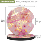 Nipichsha Car Cup Holder Coasters, 2 Pack Anti Slip Insert Coasters, Rubber Car Cup Mat with A Finger Notch, Cute Car Interior Accessories for Women Men(Gold Pink Marble)