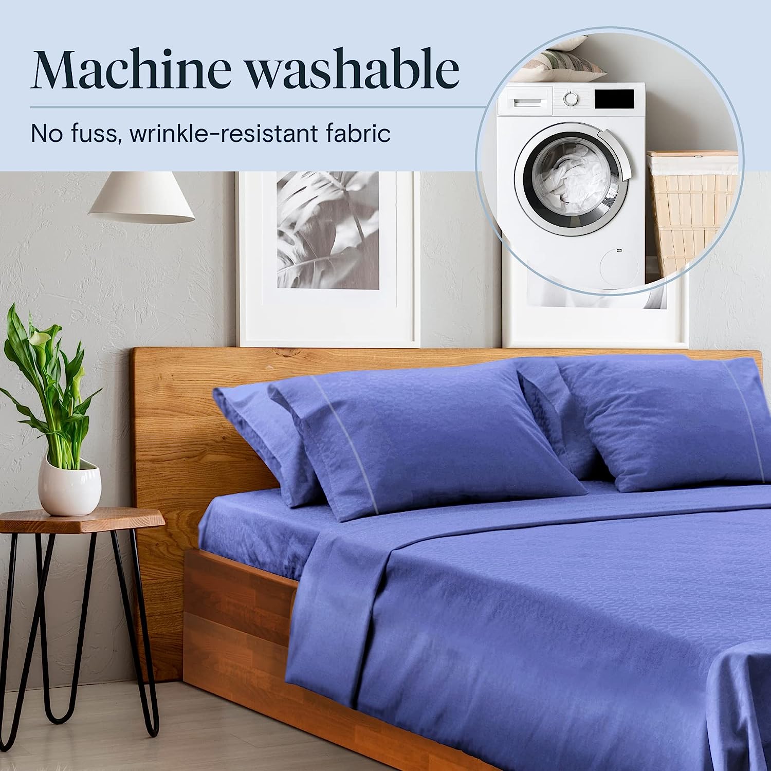 LuxClub Twin XL Sheets Set - Soft Twin Bed Sheets for Boys and Girls, 4 PC Deep Pockets 18" Eco Friendly Wrinkle Free Kids Fitted Sheets Machine Washable Hotel Bedding Silky Soft - Violet Blue Twin XL