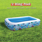 joyin inflatable swimming pool, 103" x 69" x 20" giant-size swim center kiddie pool ocean pattern for summer water fun kids family outdoor indoor activity