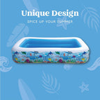 joyin inflatable swimming pool, 103" x 69" x 20" giant-size swim center kiddie pool ocean pattern for summer water fun kids family outdoor indoor activity