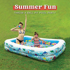 joyin inflatable swimming pool, 103" x 69" x 20" giant-size swim center kiddie pool ocean pattern for summer water fun kids family outdoor indoor activity
