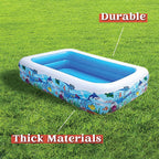 joyin inflatable swimming pool, 103" x 69" x 20" giant-size swim center kiddie pool ocean pattern for summer water fun kids family outdoor indoor activity