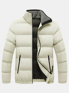 mens windproof warm stand collar thicken solid overcoats with pocket