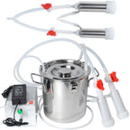 Electric Goat MilMachine for Cows Sheep Portable Pulsation MilMachine Single Bucket Piston Vacuum Pump (5L)