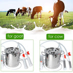 Electric Goat MilMachine for Cows Sheep Portable Pulsation MilMachine Single Bucket Piston Vacuum Pump (5L)