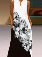 Ladies Printed V-neck Sleeveless Maxi Dress