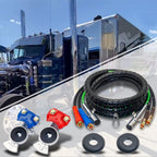 Dazakoot 15 Ft Heavy Duty 3 in 1 Semi Truck Air Line Kit, 7 Way ABS Electrical Cable and Rubber Air Lines for Tractor Trailer with Aluminum Emergency Glad Hands, Semi Truck Air Hose Kit