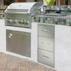 Outdoor Kitchen Drawers 17x23x24.5 Inch BBQ Island  Steel Triple/3,New