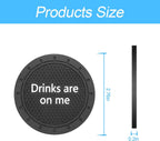 8sanlione Car Cup Coaster, 4Pcs 2.75 Inch Auto Cup Holder Insert Coasters, Non-Slip Waterproof Embedded Drink Mat, Automotive Interior Accessories for Men and Women (B Black/4PCS)