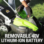 Greenworks 40V 19-Inch Cordless (3-In-1) Push Lawn Mower, 4.0Ah + 2.0Ah Battery and Charger Included 25223