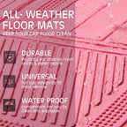CAR PASS Heavy Duty Rubber Floor Mats Pink 4-Piece Car Mat Set - Universal Waterproof Floor Mats for Car SUV Truck, Durable All-Weather Mats，Car Mats for Women,Girly(All Pink)
