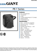 Little Giant PE-1 Small Submersible Pump, 1/125HP 170GPH 115V Epoxy Encapsulated