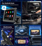 Car Stereo, Portable Wireless 7"Touch Screen For Android Auto Automatic Multimedia Player, Navigation Screen