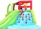 Inflatable Water Slide Park with Splash Pool Climb Wall, 3 Inflatable Sport Balls and 4 Water Guns, Water Slide with Air Blower