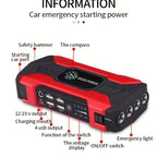 12V 200A Car Jump Starter, Portable Power Bank Starting Device, Diesel Petrol Powered 8000mAh Power Charger For Car Battery Booster