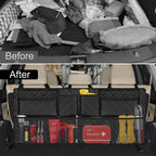 Femuar Car Trunk Organizer,Large Capacity Backseat Trunk Organizer(42"*18"),Collapsible Car Storage Bag with 8 Pocekt,Car Organizer for SUV/MPV/Truck - Black