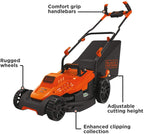 BLACK+DECKER Electric Lawn Mower with Bike Handle, 15-Inch, 10-Amp, Corded (BEMW472BH)