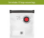 ZWILLING Fresh & Save 12-Piece Large Vacuum Sealer Bags, 2 1/4 Gallon Reusable Sous Vide Bags, Meal Prep