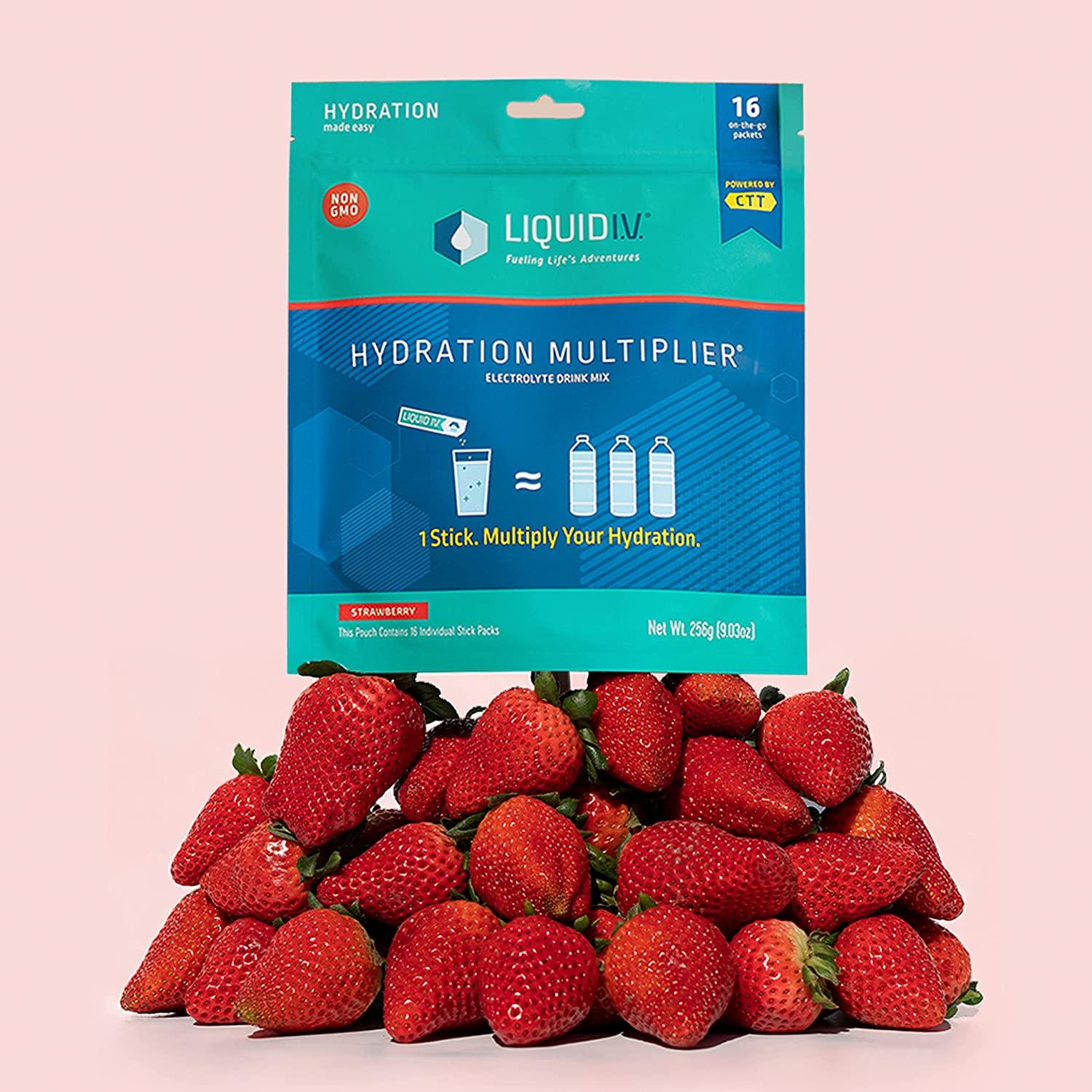 Liquid I.V. Hydration Multiplier - Strawberry - Hydration Powder Packets | Electrolyte Drink Mix | Easy Open Single-Serving Stick | Non-GMO